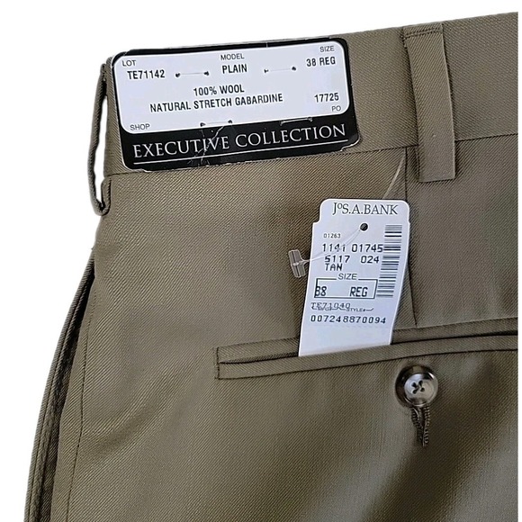 Jos. A. Bank Other - Jos A Bank Pants Mens 38 REG TAN Wool Gabardine Stretch Executive Collection NWT